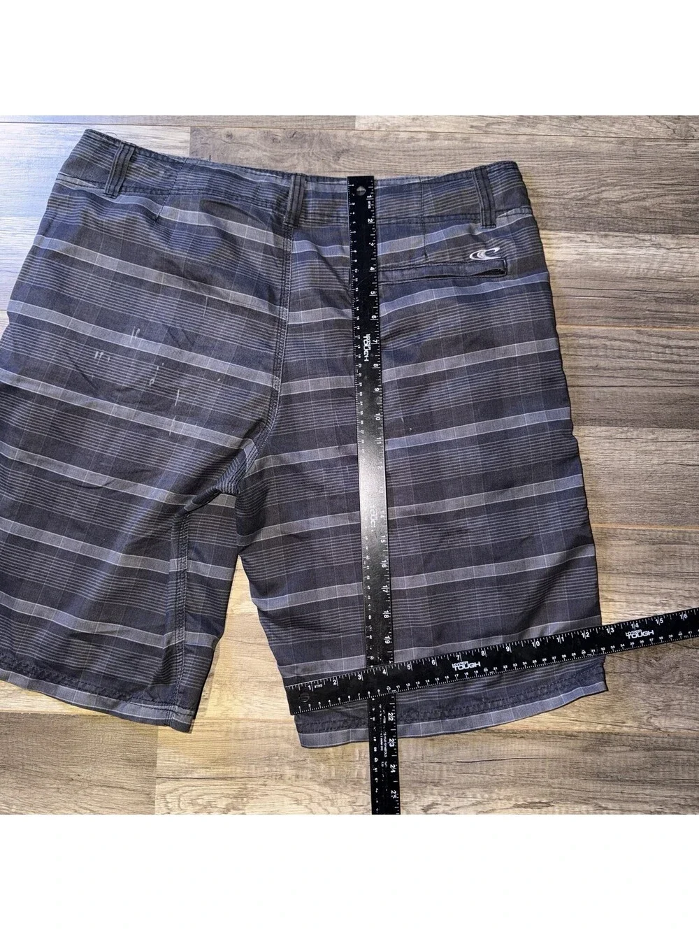 O'Neill Men Shorts 38 Black Plaid Swimwear Board Shorts Logo 11